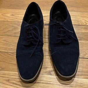 CARLO MORANDI MENS TONY BLUE SUEDE CAP TOE DERBY OXFORD LOAFERS 11.5